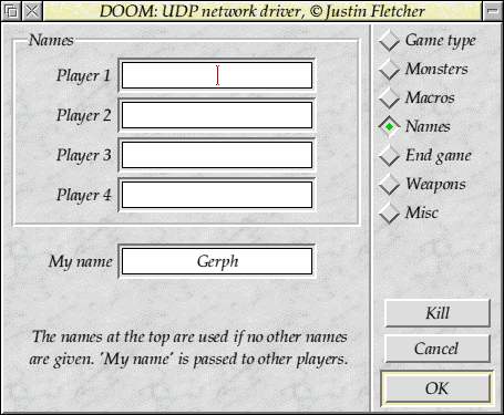 Network player names configuration