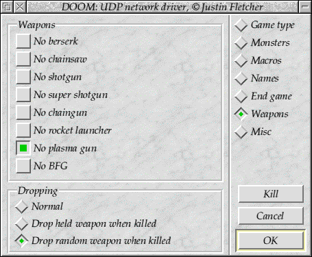 Network weapons configuration