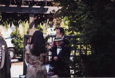 Julia's step dad greets people