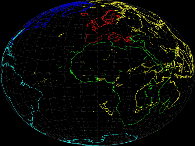 Pretty colours for each continent